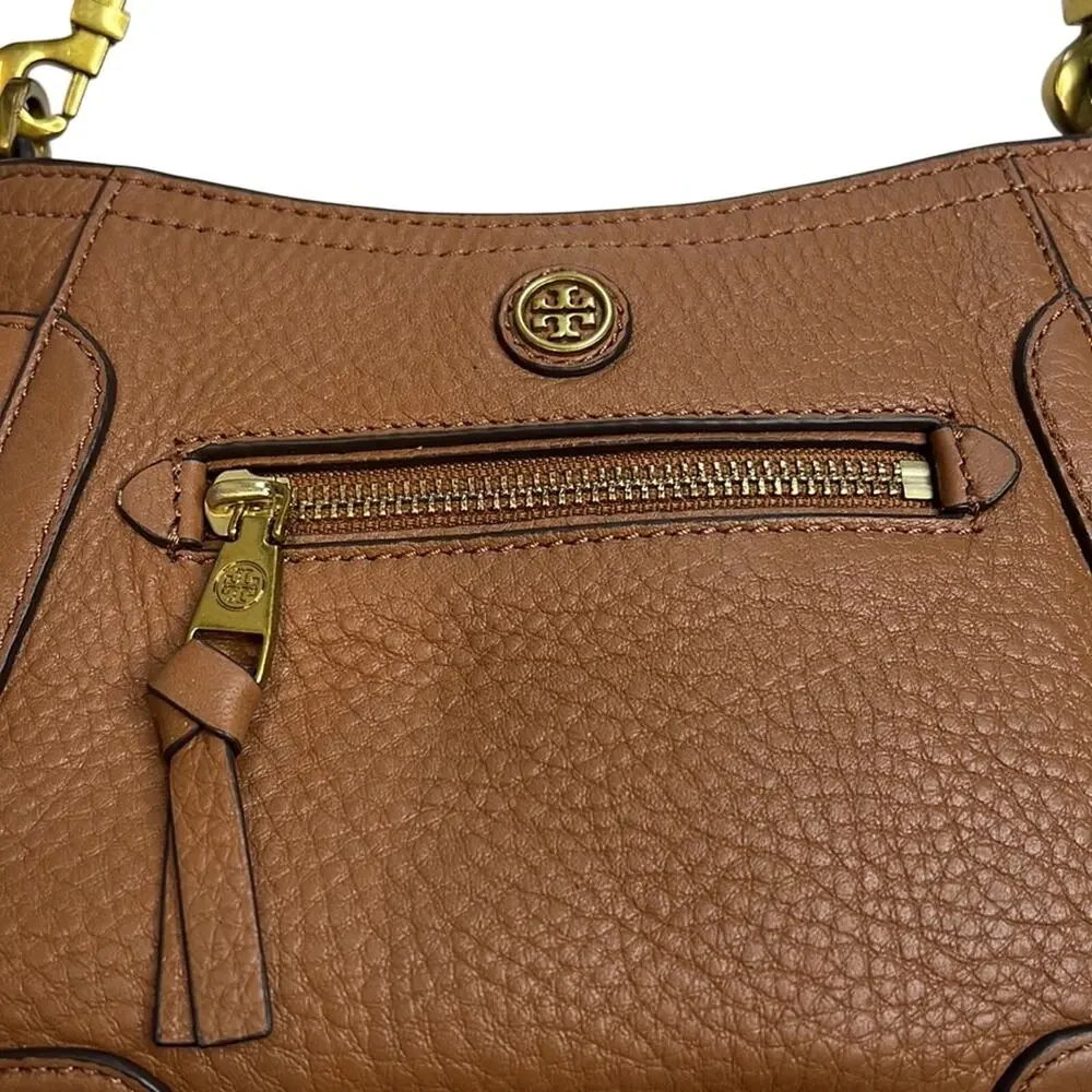Tory Burch Light Camel Brown Pebbled Leather Crossbody Bag w/ Gold Hardware NWOT